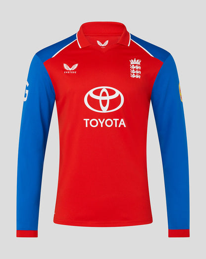 Red and blue sports jersey with Toyota logo on a gray background