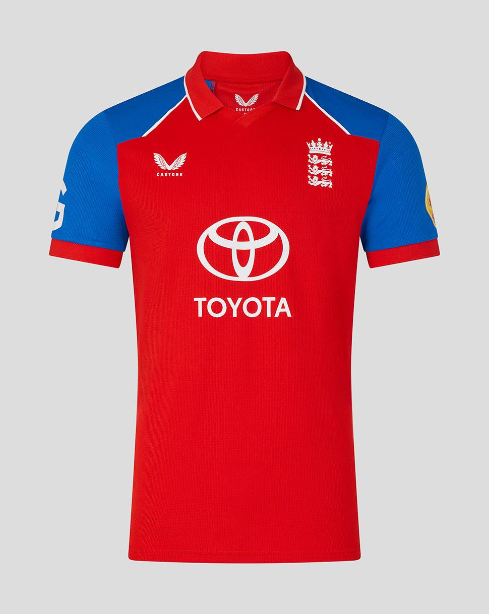England Cricket Men's 26/27 T20 Replica Short Sleeve Shirt - Red