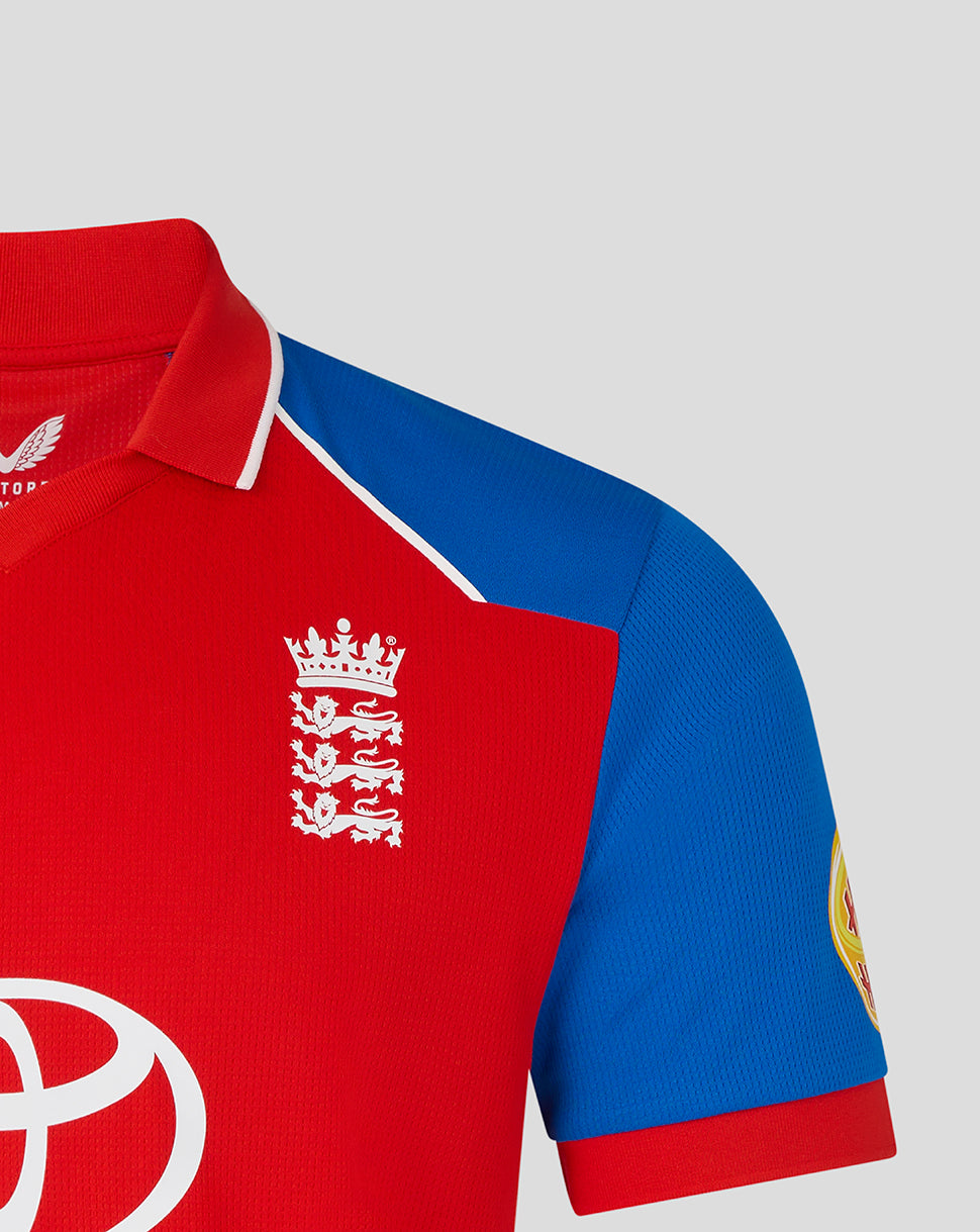 England Cricket Men's 26/27 T20 Replica Short Sleeve Shirt - Red