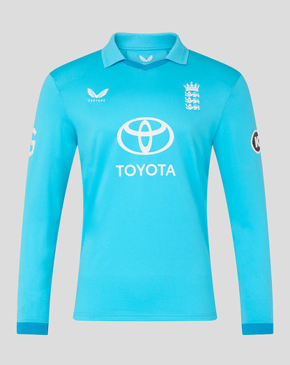 Blue sports jersey with Toyota logo on a gray background