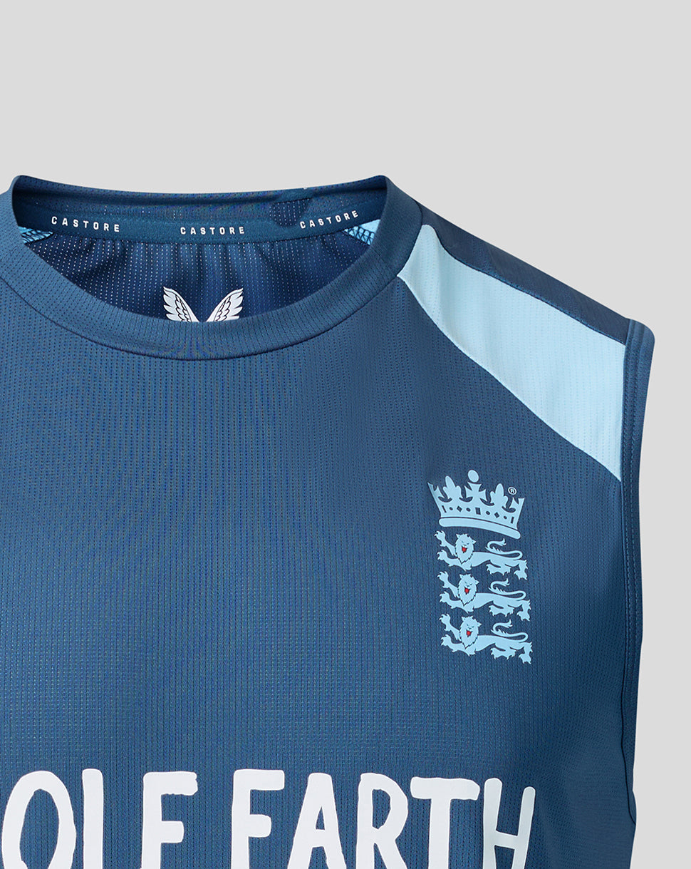 England Cricket Men's 26/27 Training Sleeveless T-Shirt - Blue