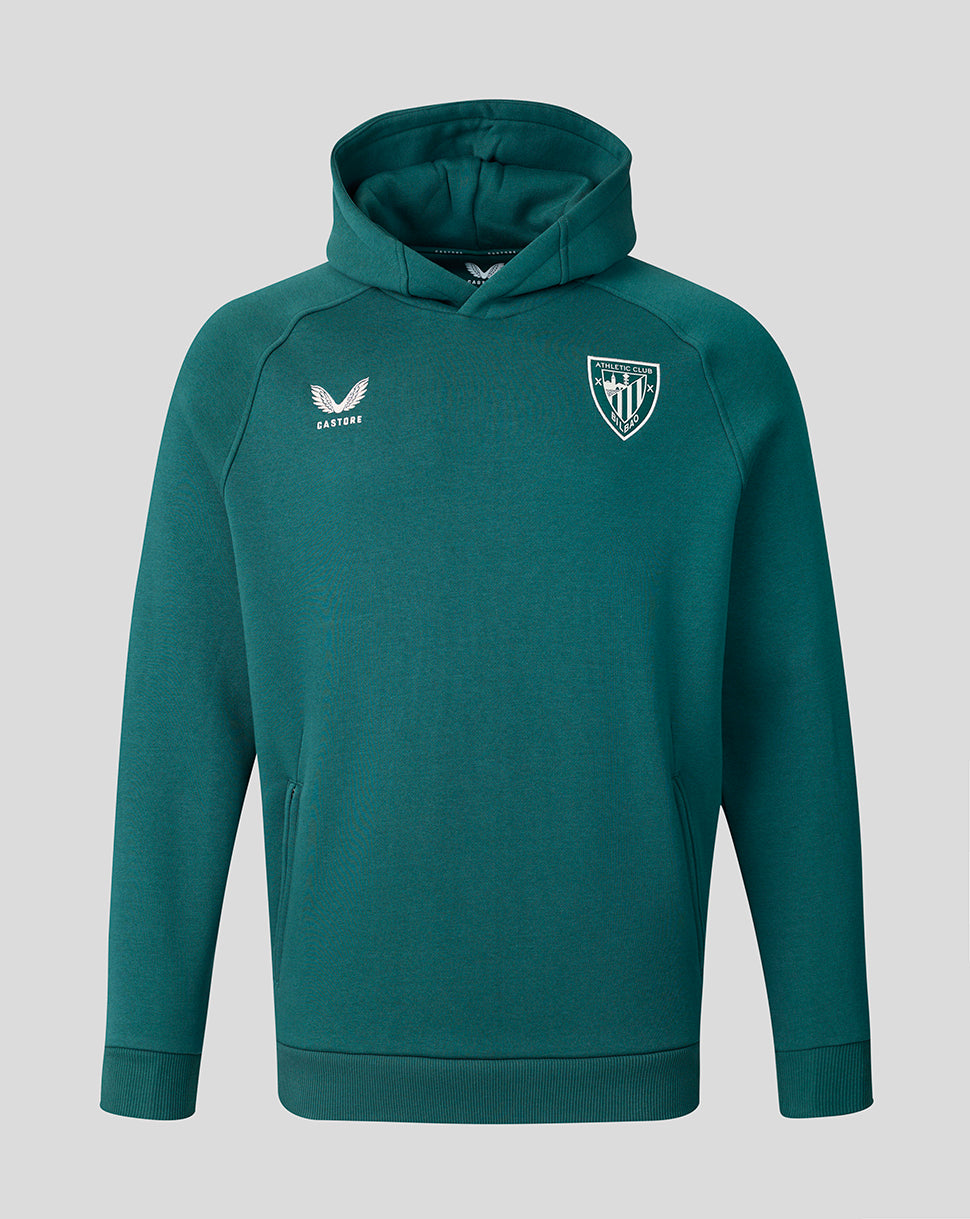 Athletic Club Bilbao men's travel hoodie in teal with crest on chest and Castore logo