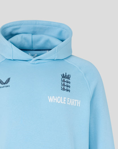 Light blue hoodie with 'Whole Earth' branding on a light gray background