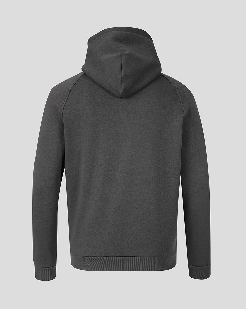 Back view of dark gray FC Utrecht Adapt Travel fleece hoodie with hood