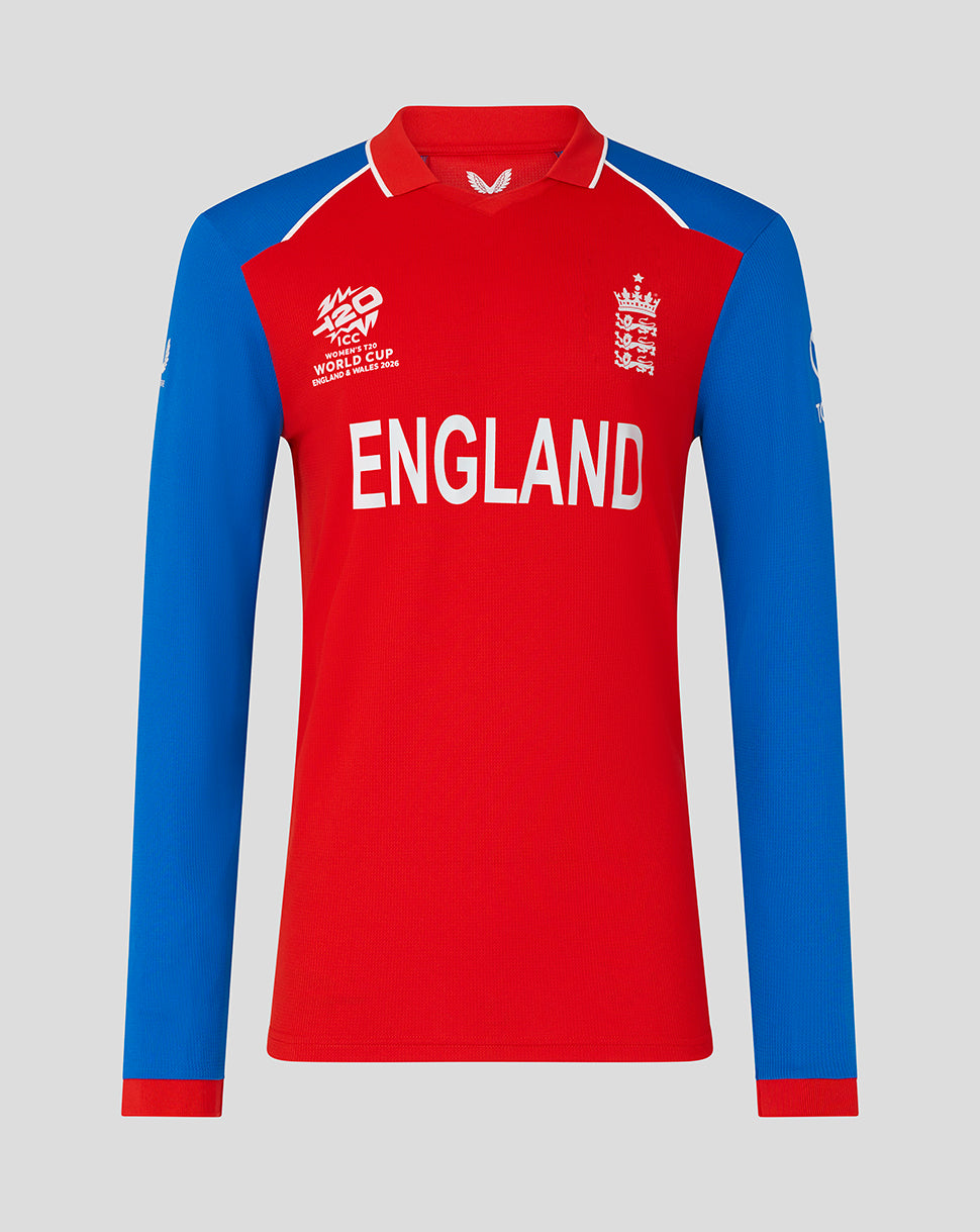 England Cricket Men's 26/27 T20 WWC Long Sleeve Shirt - Red