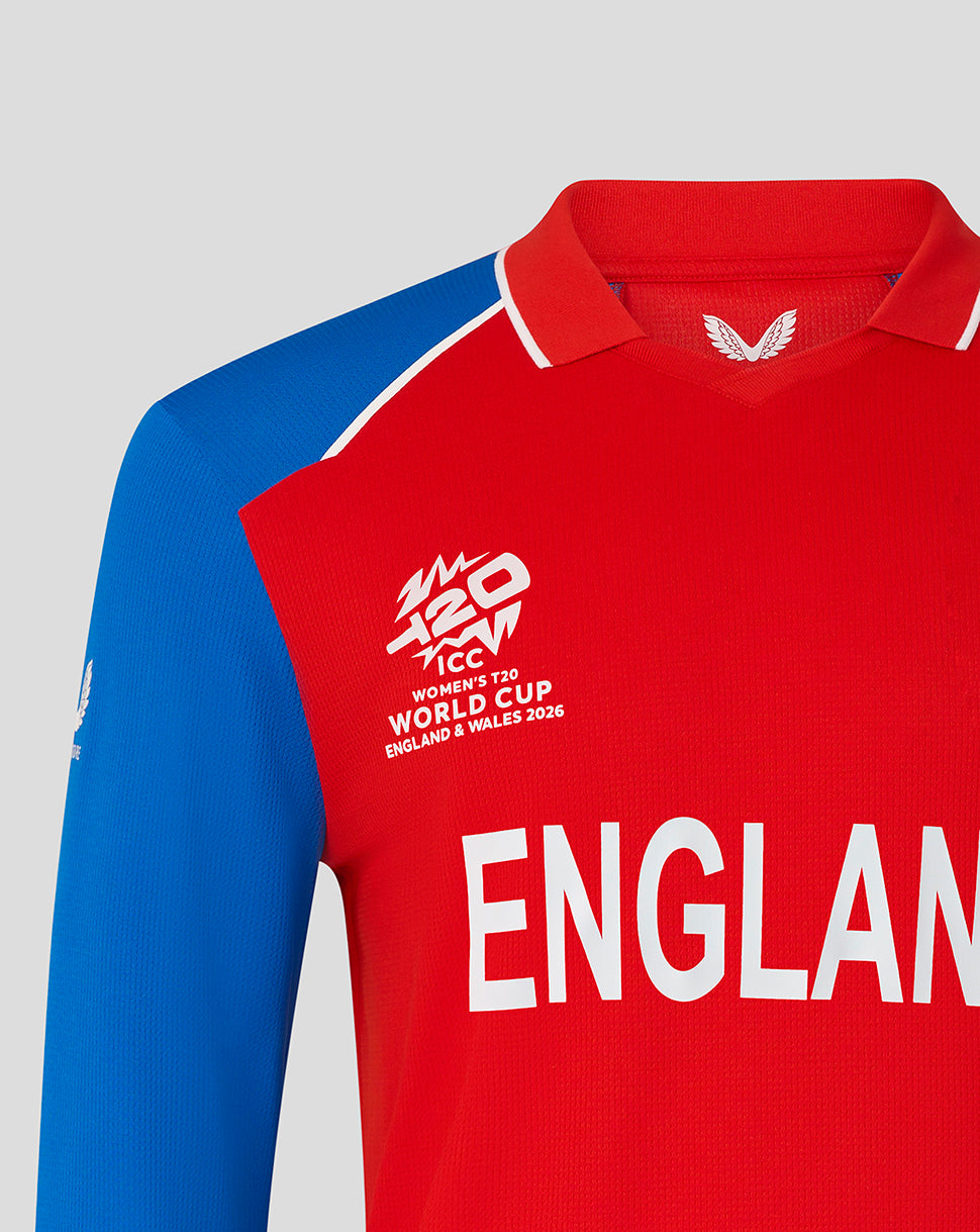 England Cricket Men's 26/27 T20 WWC Long Sleeve Shirt - Red