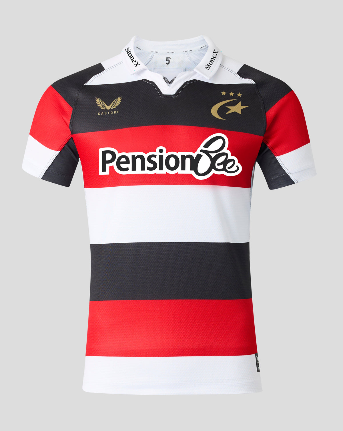 Saracens Men's 2026/27 150 Anniversary Pro Shirt - White/Black/Red