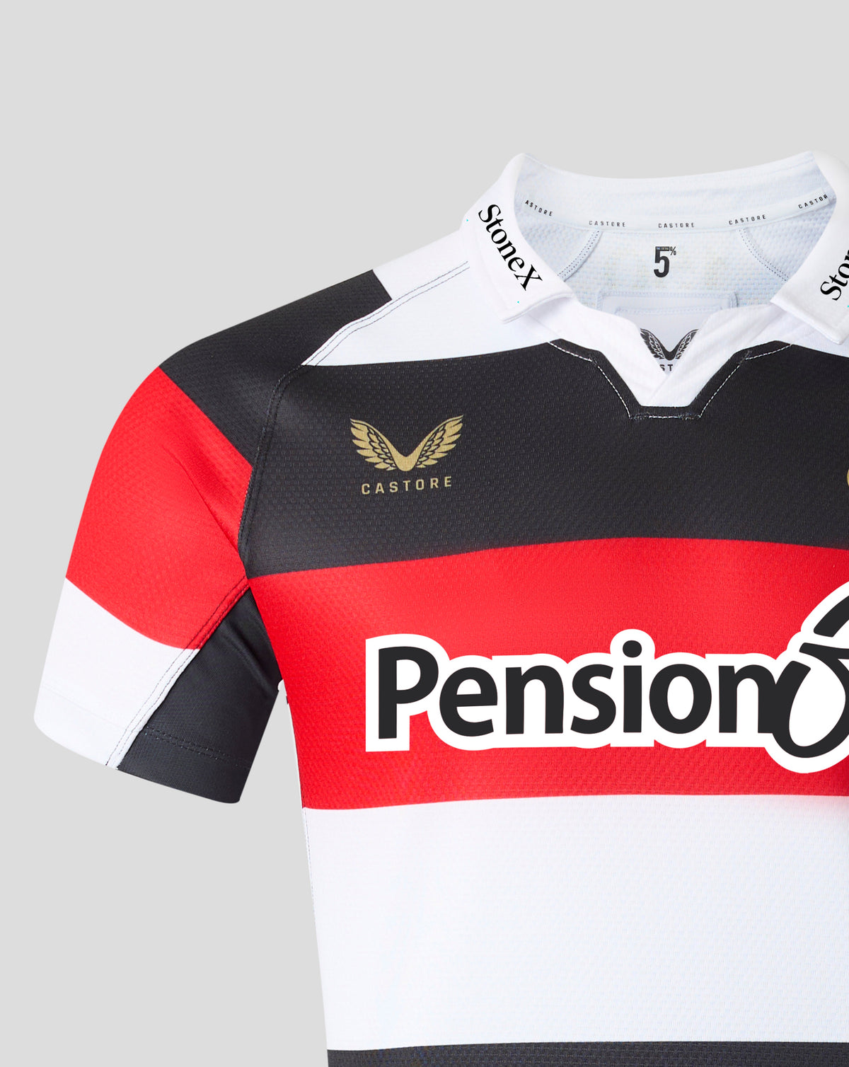 Saracens Men's 2026/27 150 Anniversary Pro Shirt - White/Black/Red