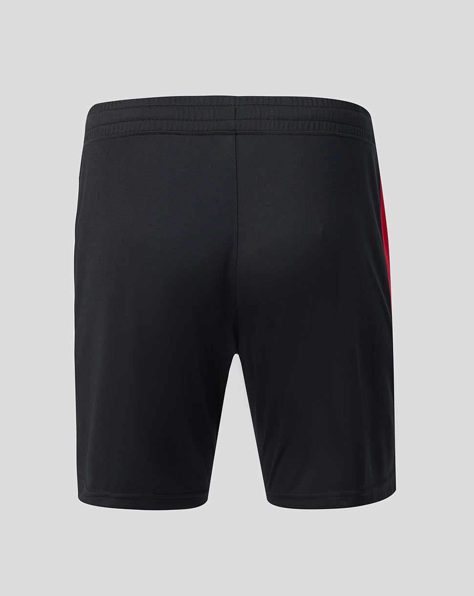 Back view of Feyenoord Pro Shorts in black with a red side stripe.