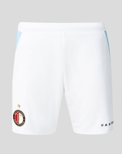 White Feyenoord 2026-27 away shorts with blue side panels and club logo