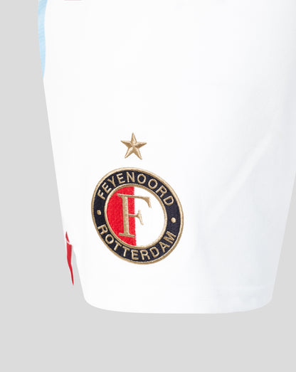 Feyenoord away Pro Shorts with white fabric and light blue trim, featuring club crest on the side