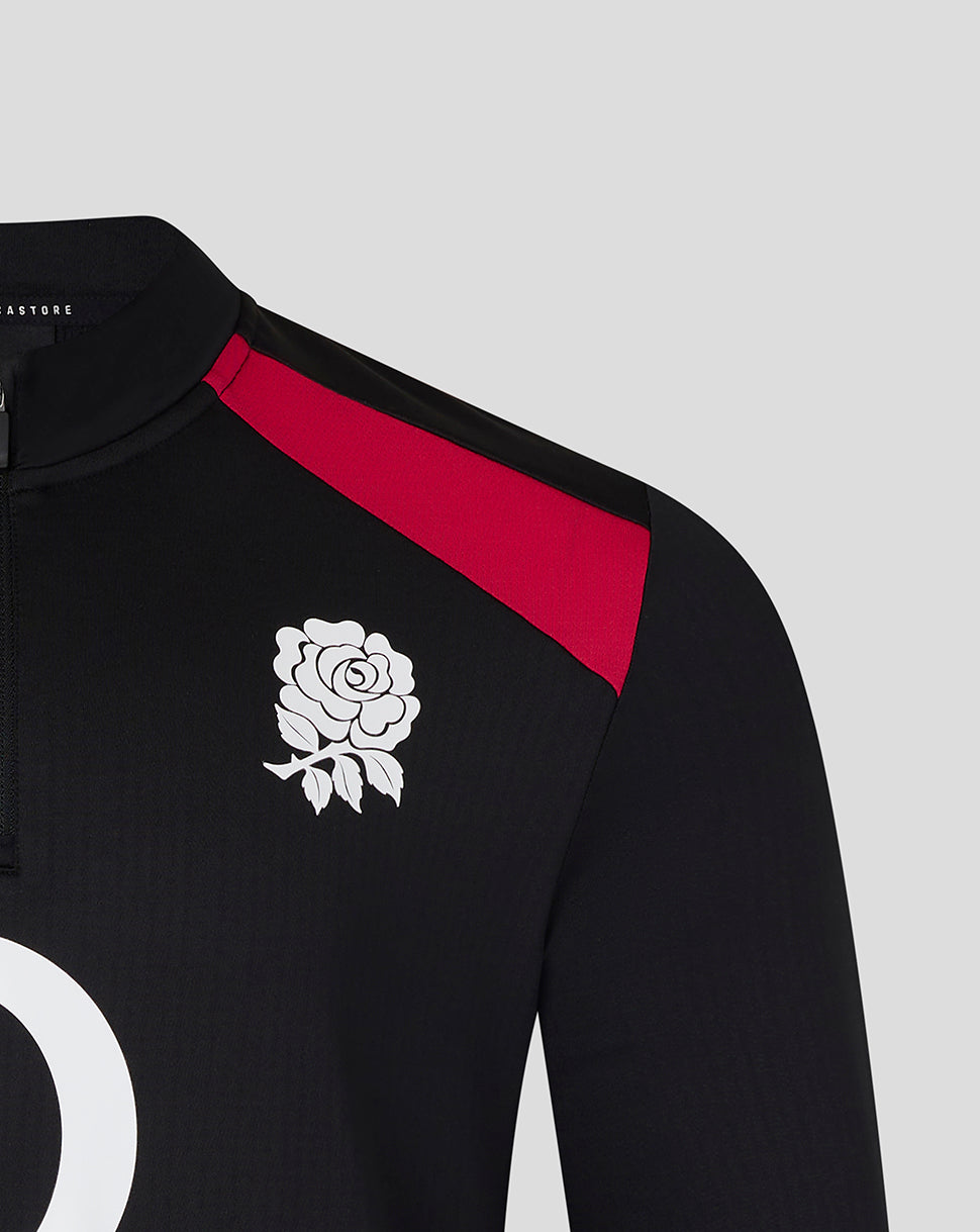 Black sports jersey with red accents and a white rose emblem on a light gray background