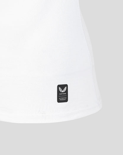 White tank top with a brand logo on a white background