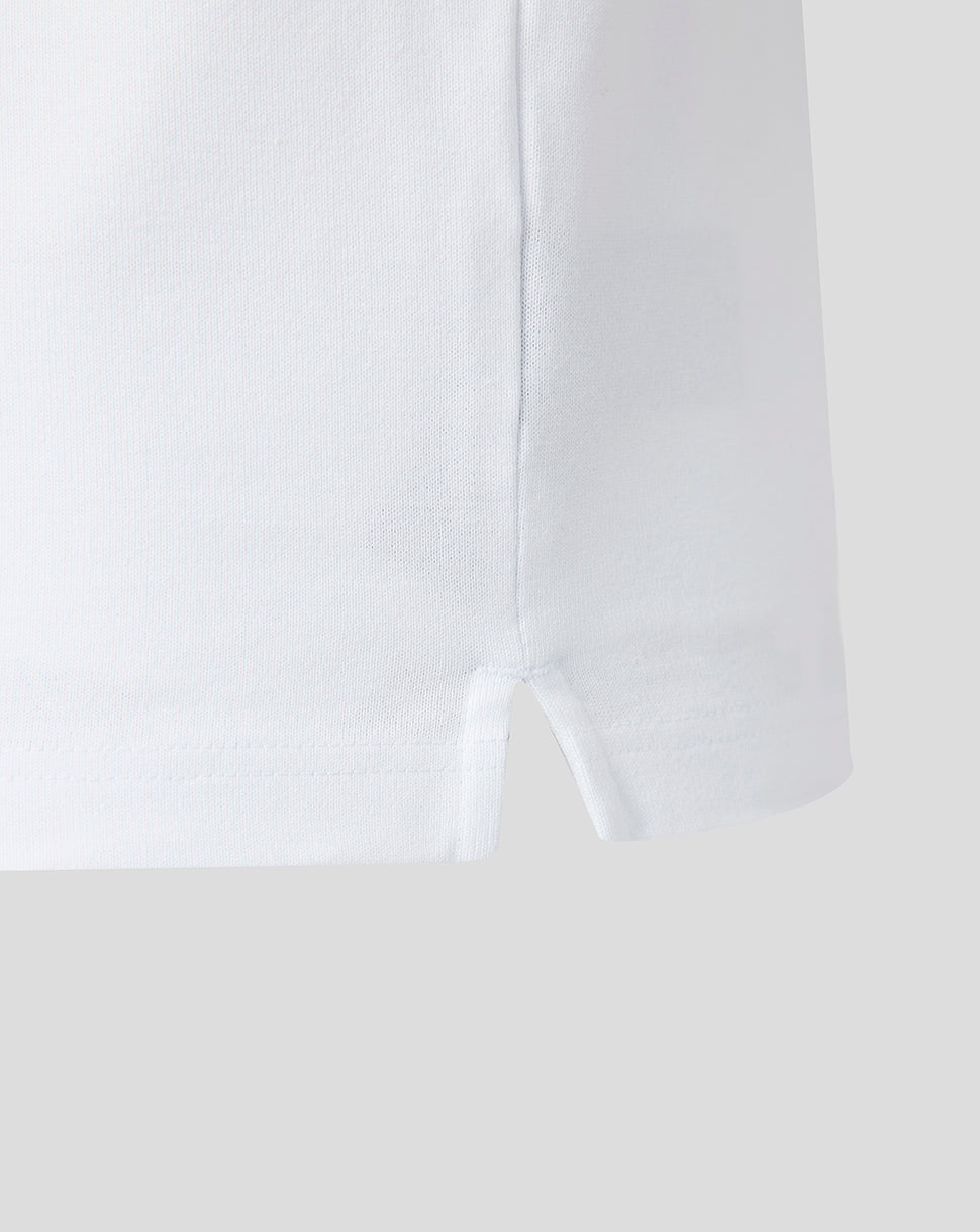 Close-up of a white shirt with a collar on a light gray background
