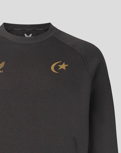 Close-up of a gray sweatshirt on a white background