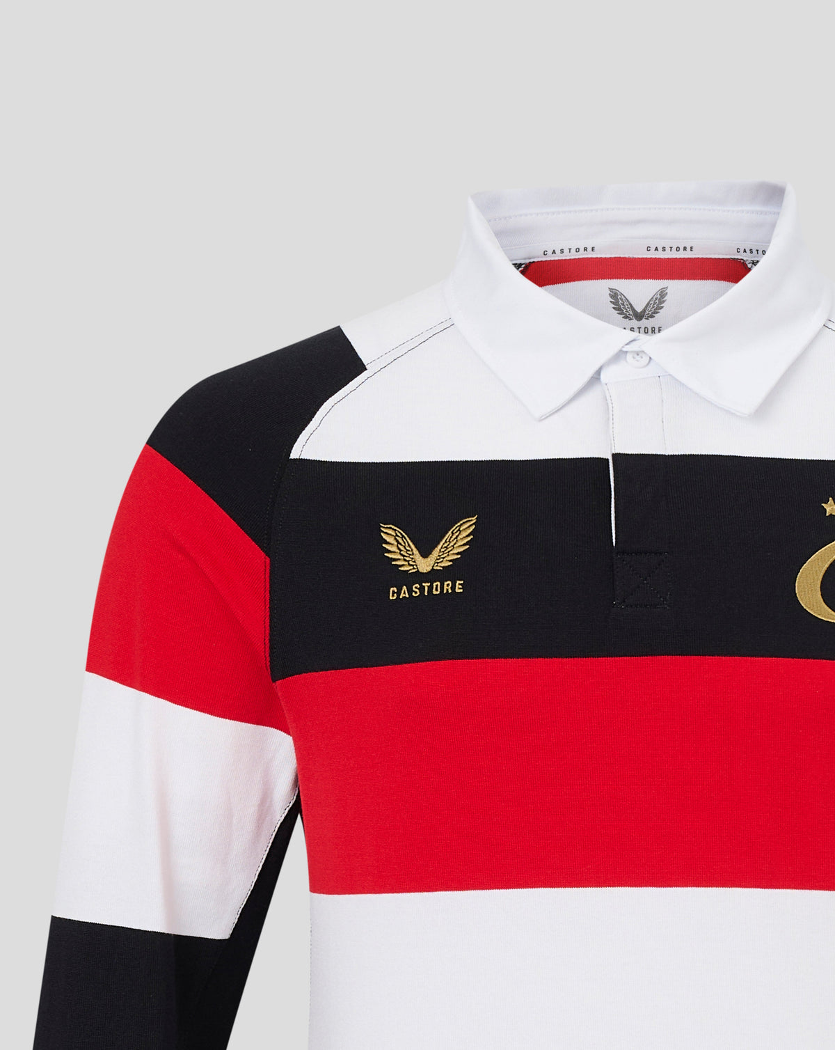 Saracens Men's 2026/27 150 Anniversary Classic Long Sleeve Shirt - White - White/Black/Red