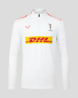 White jacket with DHL logo on a gray background