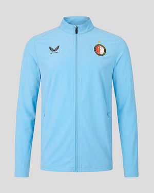 Front view of light blue Feyenoord 2026-2027 Away Matchday Jacket with full zip and logos