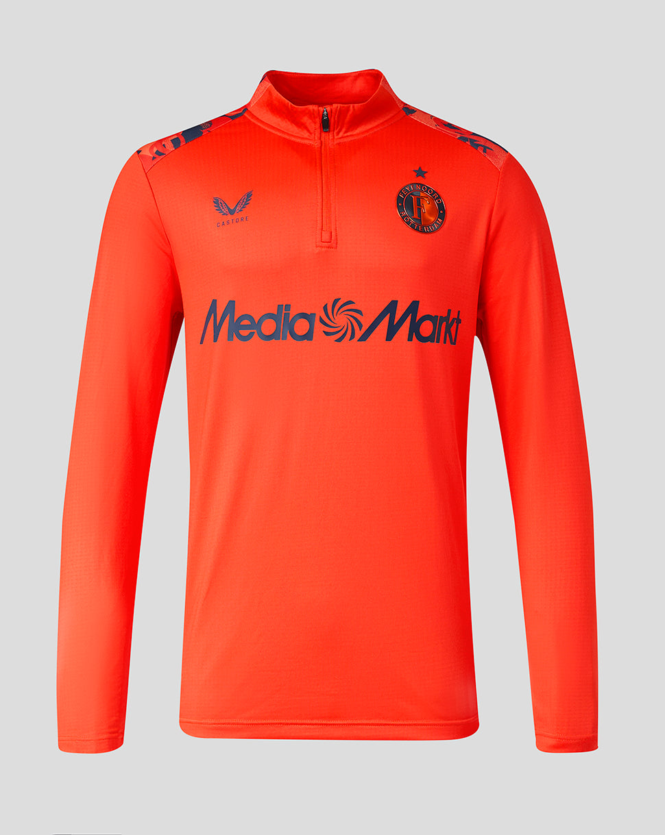 Bright orange Feyenoord third matchday midlayer with quarter-zip and high neck.