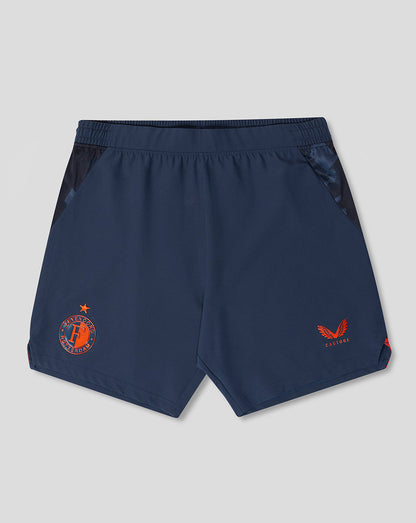 Navy Feyenoord Pro Third Shorts front view with club crest on left leg and Castore logo on right