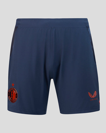 Back view of navy Feyenoord third shorts with a red club badge on the left leg and the Castore logo on the right.