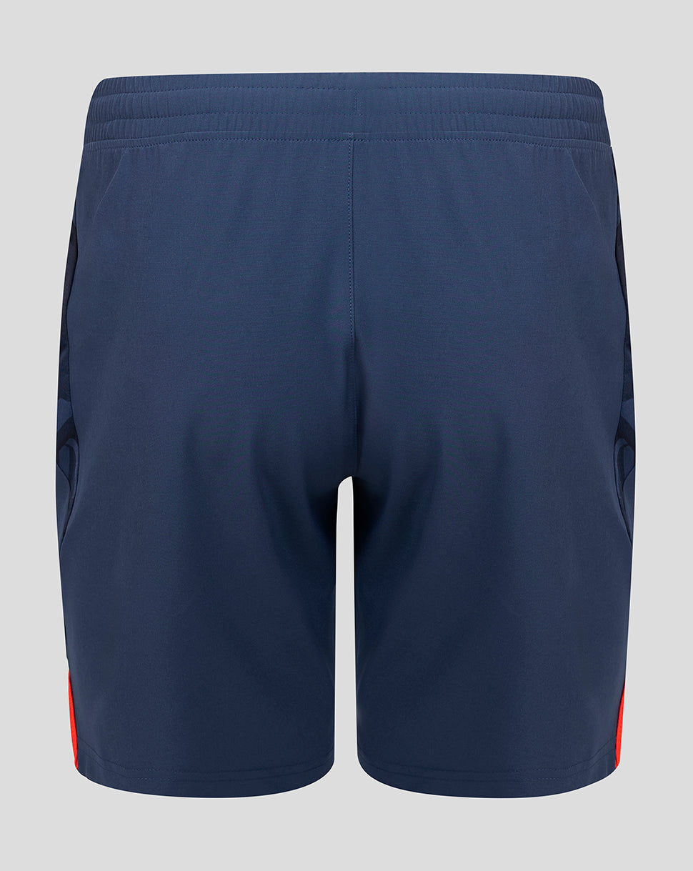 Back view of navy Feyenoord third shorts with elastic waistband and subtle side panels.