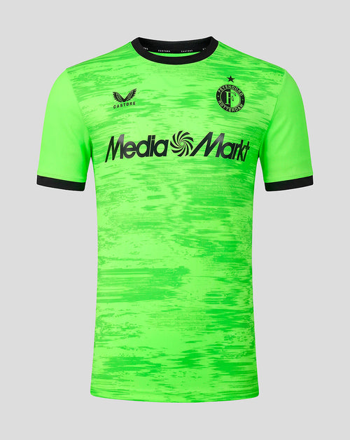 Feyenoord 2026-27 home goalkeeper shirt in bright neon green with black trim and crest