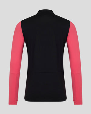 Black and pink long-sleeve shirt on a light gray background