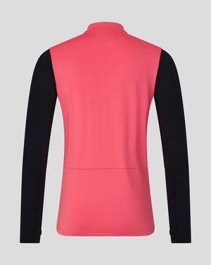 Pink and black long-sleeve shirt on a gray background
