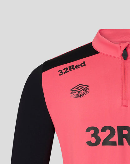 Pink and black sports jacket with '32Red' and Umbro logos on a light gray background