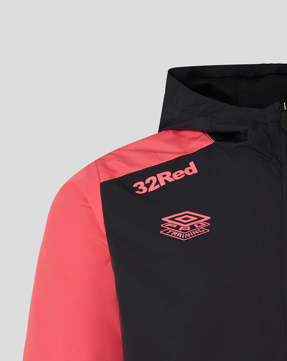 Black and red jacket with 32Red and Umbro logos on a light gray background