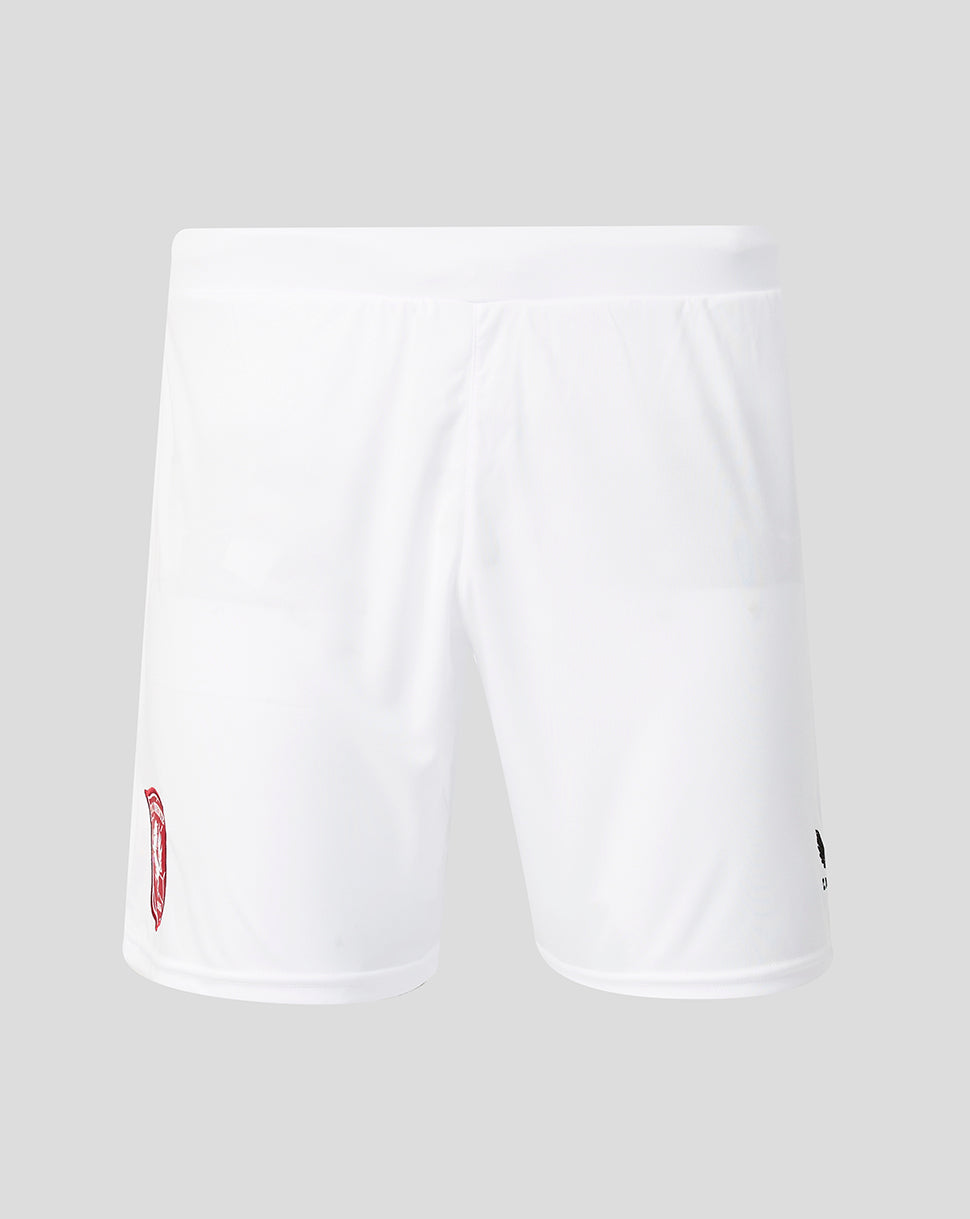 White FC Twente 26/27 third shorts with red crest on the left leg and black logo on the right