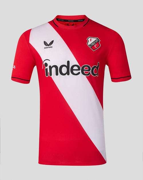 Front view of FC Utrecht 26/27 Pro Home Shirt in red with diagonal white sash, crest and sponsor logos.