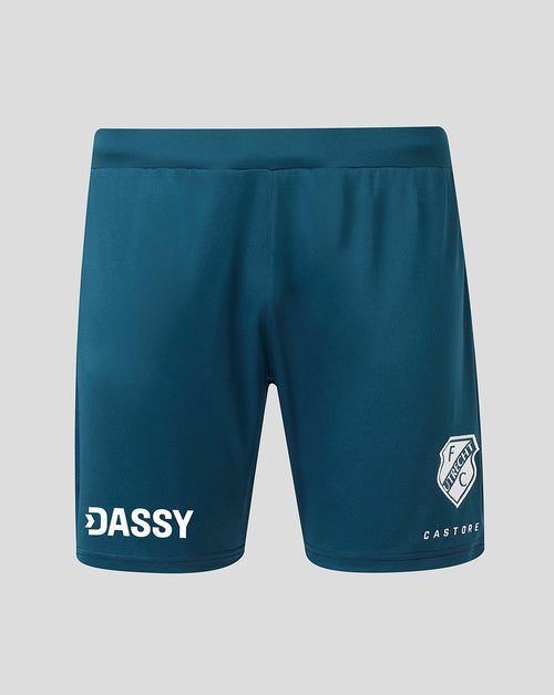 Back view of teal FC Utrecht away shorts with DASSY branding and club crest