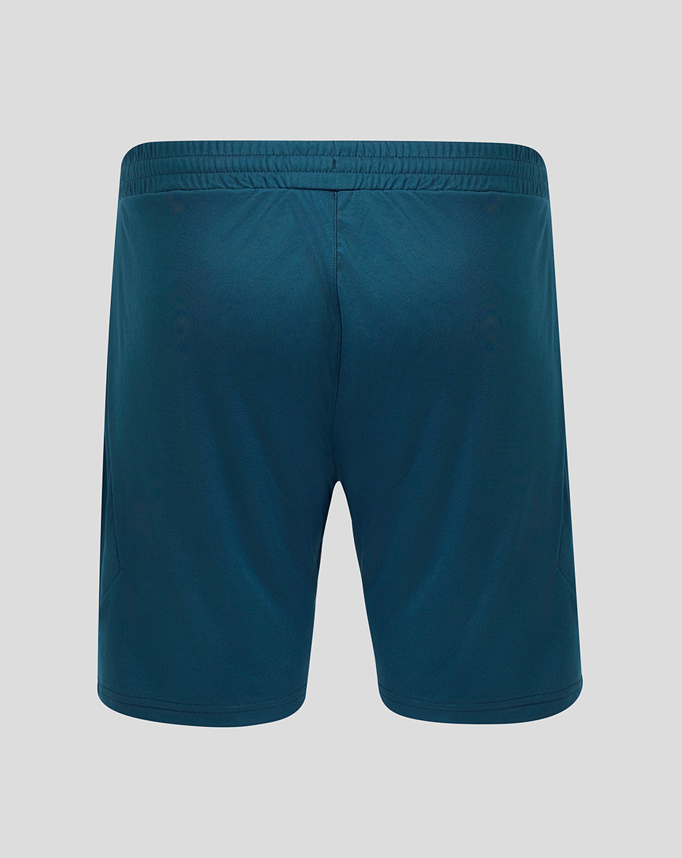 Back view of teal FC Utrecht away shorts featuring the club crest on the right leg