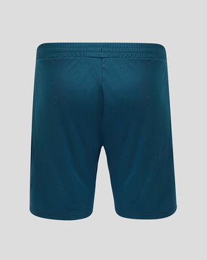 Back view of teal FC Utrecht away shorts featuring the club crest on the right leg