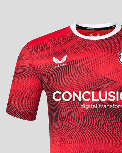 FC Utrecht men's 26/27 matchday shirt in red with a white collar and swirling pattern