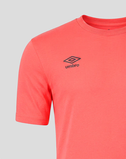 Red t-shirt with Umbro logo on a gray background