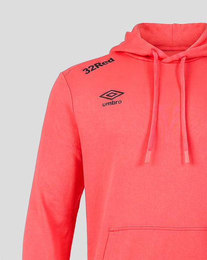 Red hoodie with '32Red' and 'Umbro' logos on a gray background