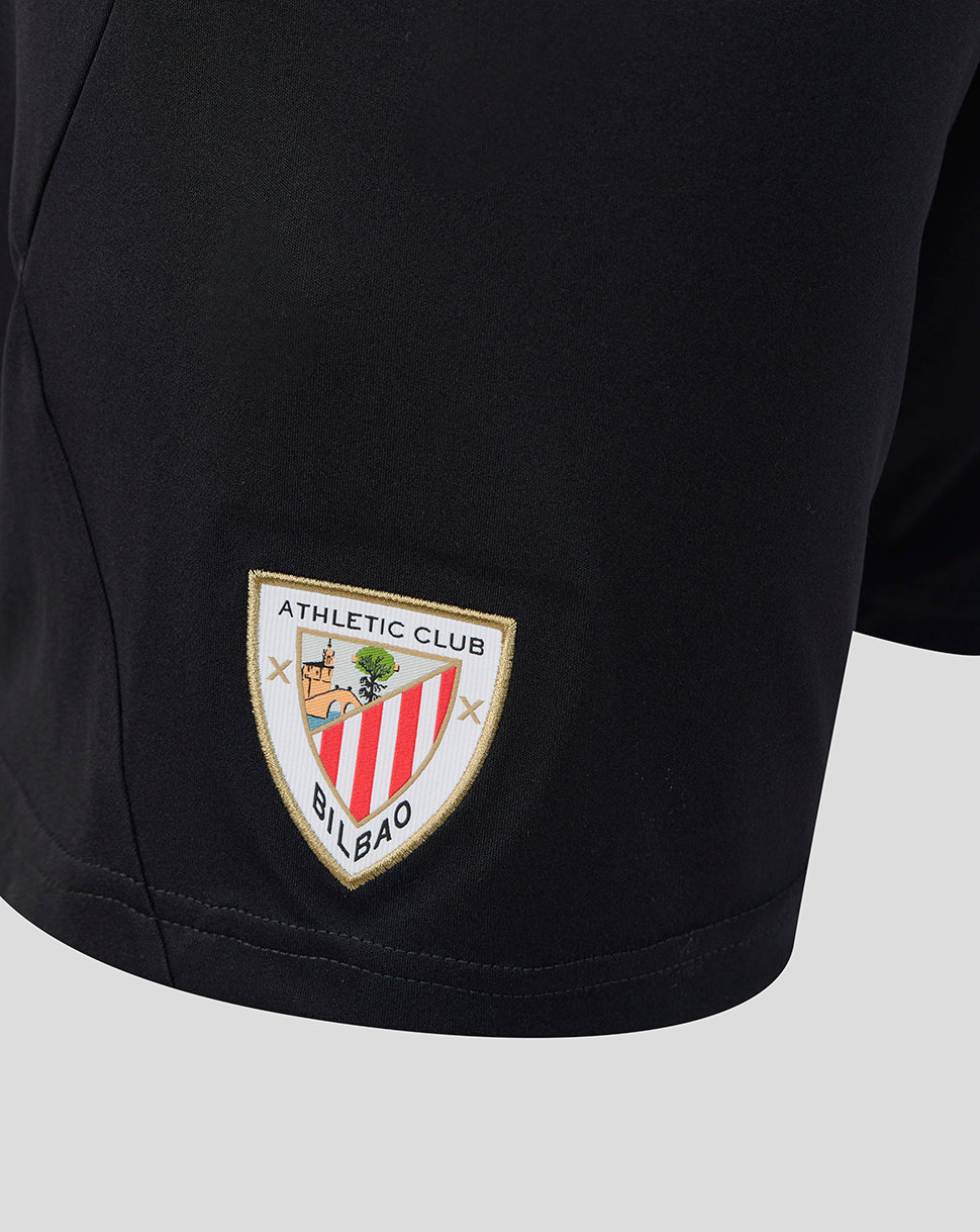 Black Athletic Club Bilbao home goalkeeper shorts with embroidered crest near the hem