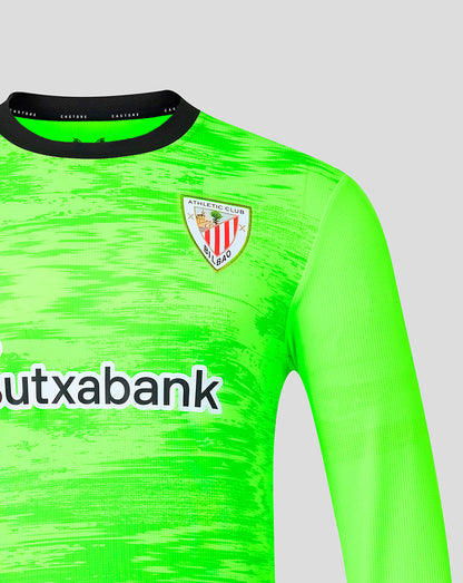 Bright neon green away goalkeeper jersey with Athletic Club crest and Kutxabank sponsor across the chest