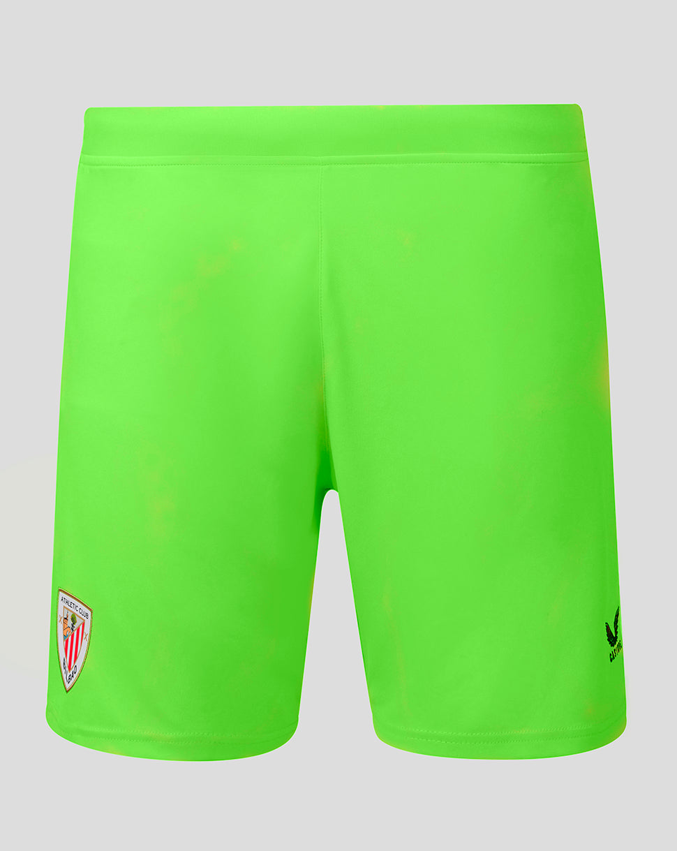 Fluorescent lime Athletic Club goalkeeper shorts with club crest on the left leg.