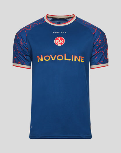 FC Kaiserslautern away shirt in blue with red crest and NOVOLINE sponsor across the chest