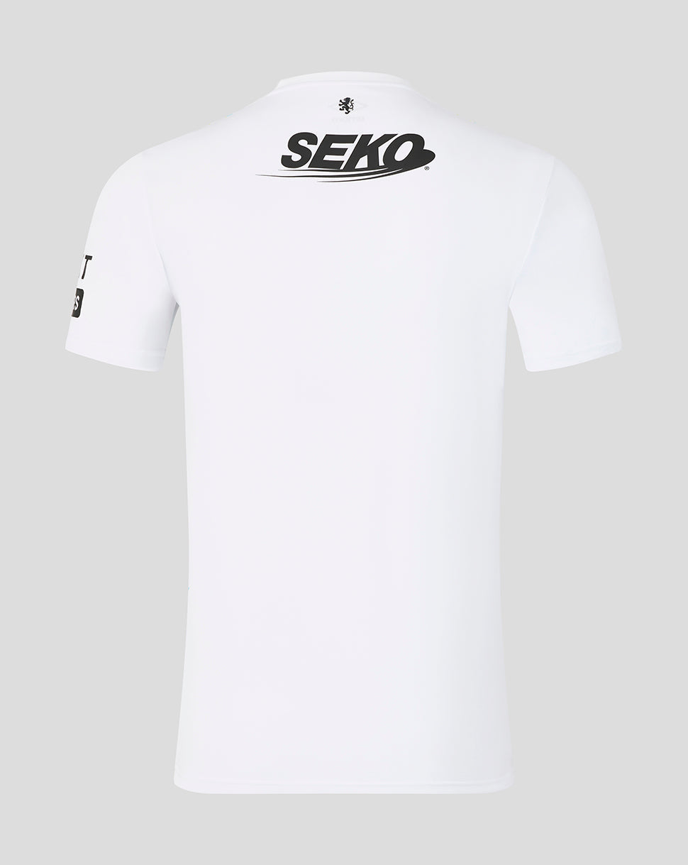 White t-shirt with 'SEKO' logo on a gray background