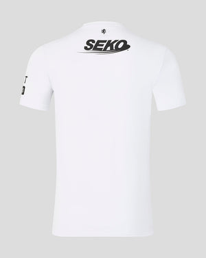 White t-shirt with 'SEKO' logo on a gray background