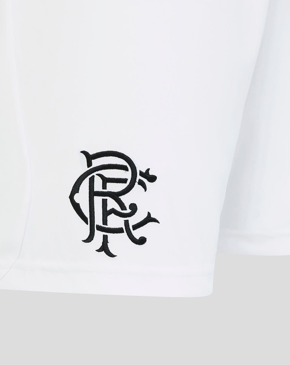 Black logo on a white background
