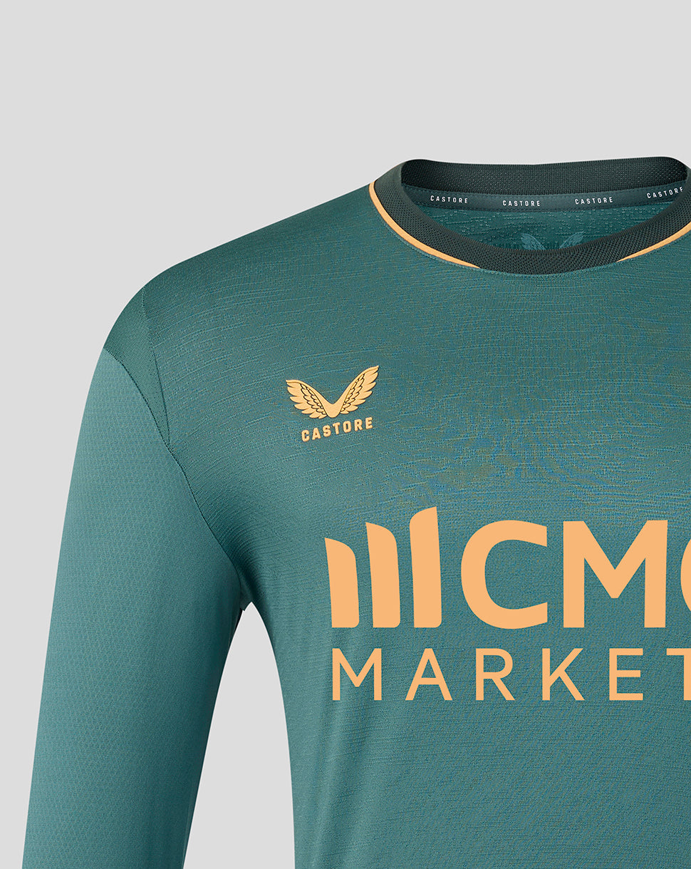 Teal Everton 26/27 third long sleeve shirt front with large ICMC MARKETS logo across the chest.