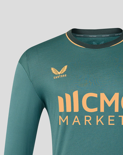 Teal Everton 26/27 third long sleeve shirt front with large ICMC MARKETS logo across the chest.