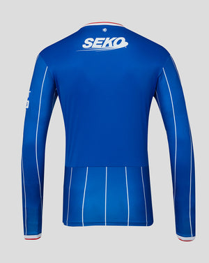 Blue long-sleeve athletic shirt with 'SEKO' branding on a gray background