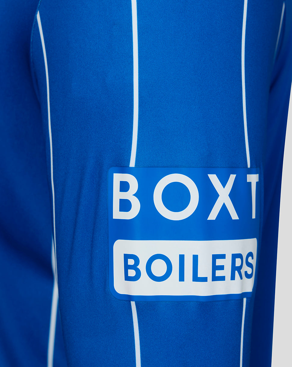 Blue shirt with 'BOXT BOILERS' text on a white background
